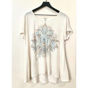 Style & Co Dream Scoop Neck Tunic Shirt in Cream Size Large